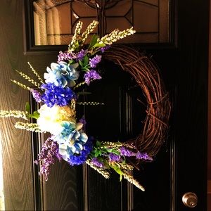 Flower wreath, Hydrangeas wreath, Spring Wreath